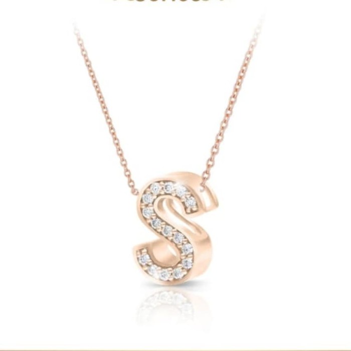 LIONTIN EMAS PRILLY LOP U HALA GOLD HURUF ALPHABET S