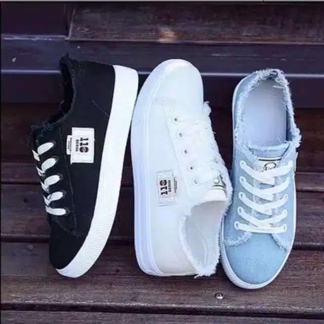 Promo Sepatu Sneakers Wanita Jins Denim RUMBAY BG-710 sepatu wanita pria putih Sepatu Slip On Wanita