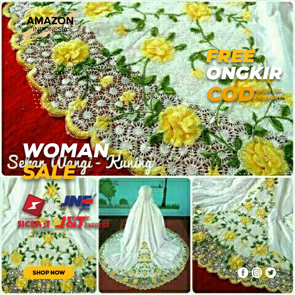 MUKENA WANITA DEWASA WARNA YELLOW BAHAN SUTRA PREMIUM ORI DINGIN TEBAL BEST QUALITY IMPORT BAGUS