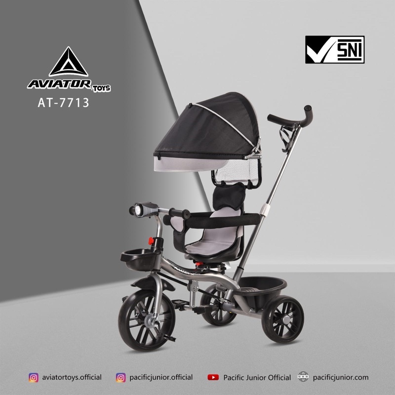 Tricycle Aviator AT 7713 AT7713 kereta dorong anak bayi dorongan anak bayi Baby Stroller Sepeda Anak Roda Tiga 3 ET1265 ET 1265 ET1263 ET 1263 ET1267 ET 1267 ET1268 ET 1268 ET2251 ET 2251 AT7705 AT 7705 AT7702 AT 7702 AT7711 AT 7711 AT7713 AT 7713-SILVER