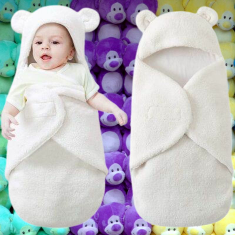 Selimut Bedong Bayi Bulu Lembut tebal Blanket Karakter Kelinci Baru Lahir 0-6 Bulan