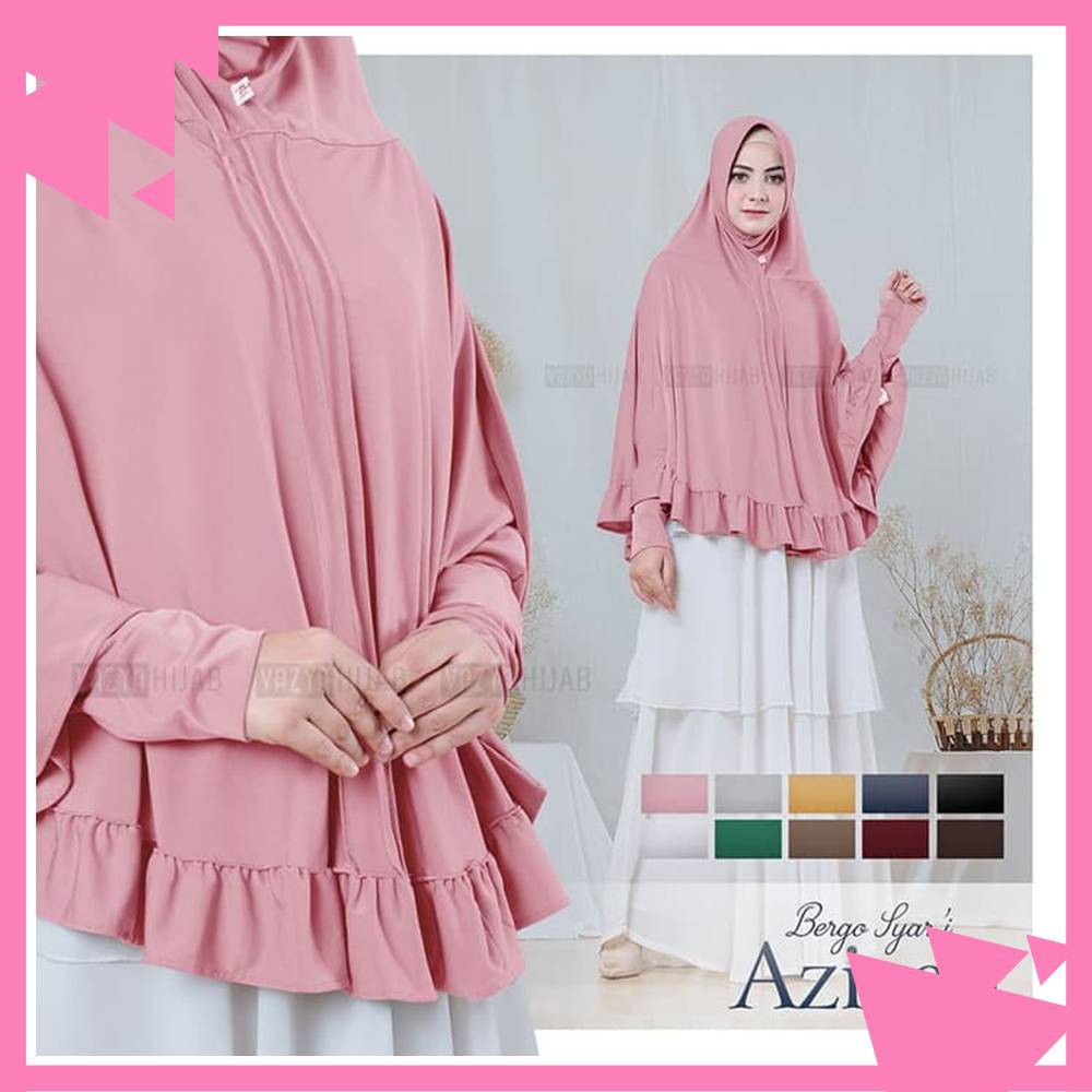 KHIMAR INSTAN SYARI KERUDUNG BERGO LENGAN AZIZAH BY VAZYA HIJAB JILBAB INSTANT BAHAN JERSEY ZOYA