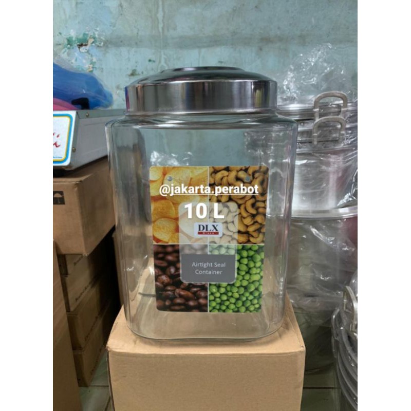 DLX Glass - Toples Kaca / Toples Kerupuk / Toples Asinan Segi 10 Liter