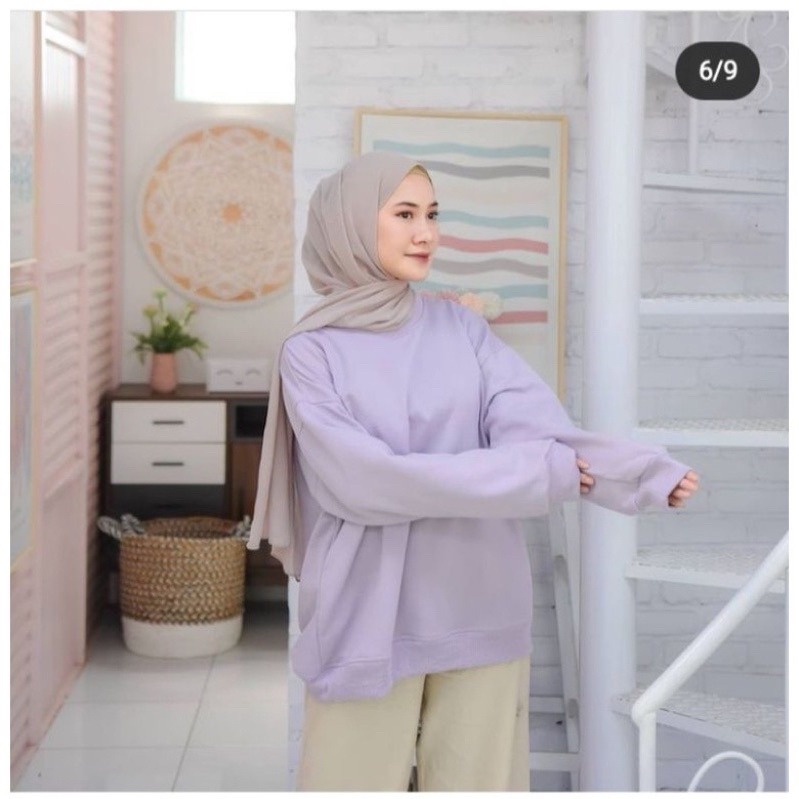 Sweater Polos Oversize Wanita dan Pria - Sweatshirt Basic Jumbo - Size XXL - Big Size - Bahan Fleece