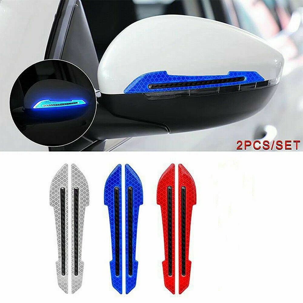 【COD Tangding】2 Pcs Sticker Reflektor Kaca Spion Samping Mobil Bahan Serat Karbon 5 Warna