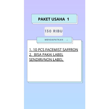 PAKET USAHA NON LABEL FACEMIST SAFFRON 100ML