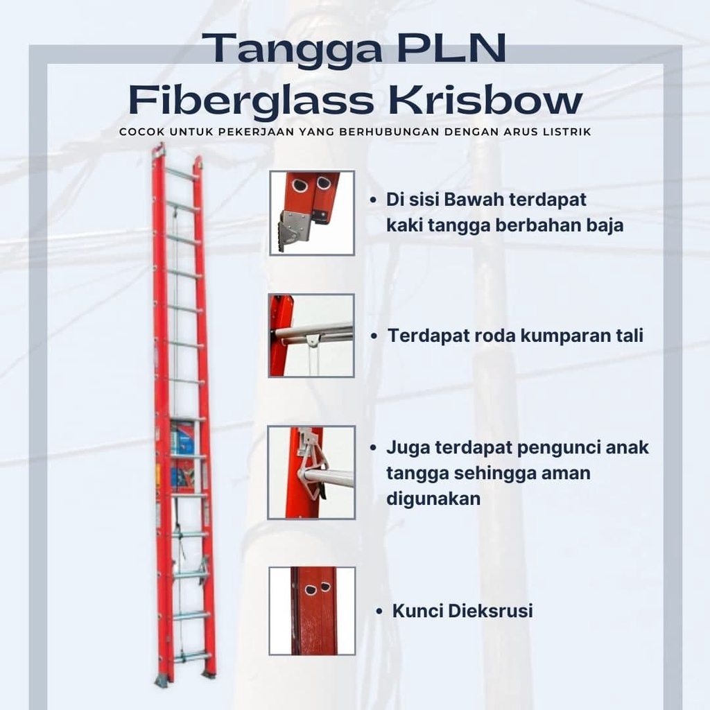 Tangga PLN Extension Fiberglass Krisbow 40FT | 12 Meter | Sliding Sorong