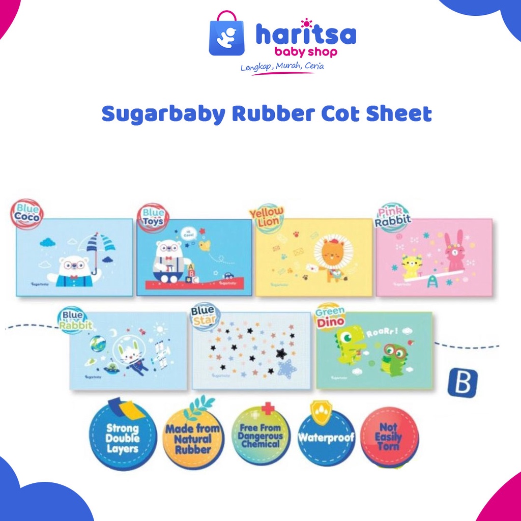 Sugar Baby Organic Healthy Premium Rubber Cot Sheet / Perlak Bayi