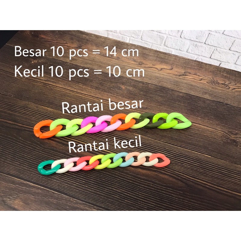 10gr. Manik rantai acrylic clear KECIL warna warni plastik