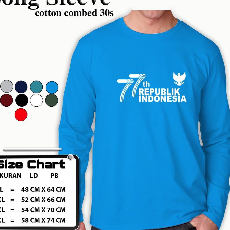 KAOS PRIA LENGAN PANJANG HUT RI 77 ATASAN LENGAN PANJANG HUT RI 77 MERDEKA HUT RI "LB.20Au22ᴾ"