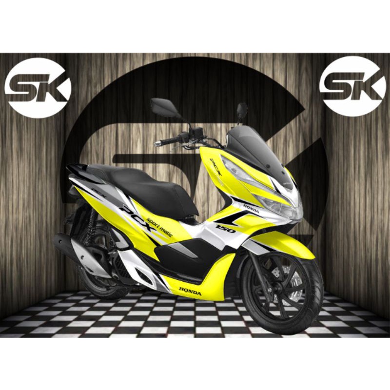 sticker decal full body Honda PCX kuning putih
