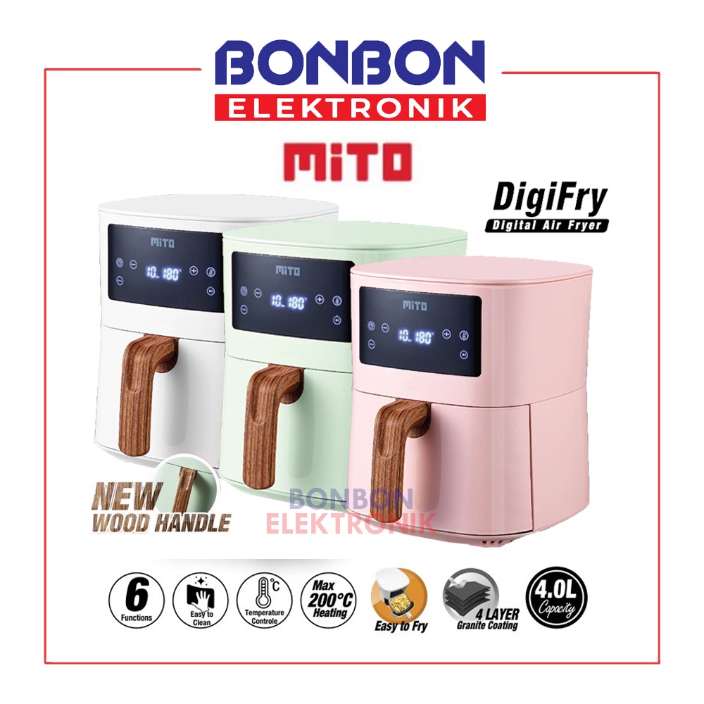 MITO AF1 + Wood Handle Digital Air Fryer 4L / DigiFry 4 Liter Low Watt