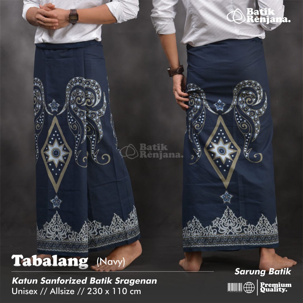 TABALANG NAVY Sarung Batik Pria Cowok Dewasa Premium Motif Batik Lebaran Asli Solo ALL Size RENJANA