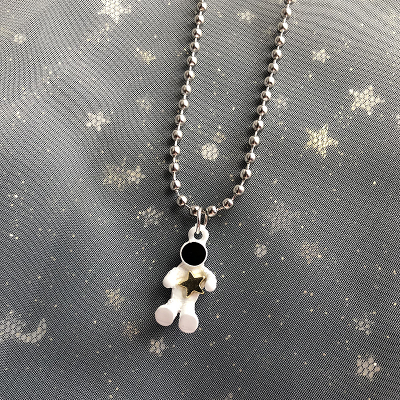 Kalung Rantai Manik Bulat Astronot Yang Lucu Rantai Klavikula Spaceman Hip-hop Baru Pasangan Fashion / Liontin Unisex