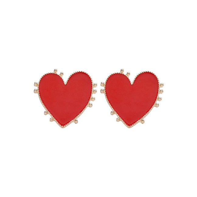 LRC Anting Tusuk Fashion Love Heart Shaped Earrings With Lace Alloy D92188