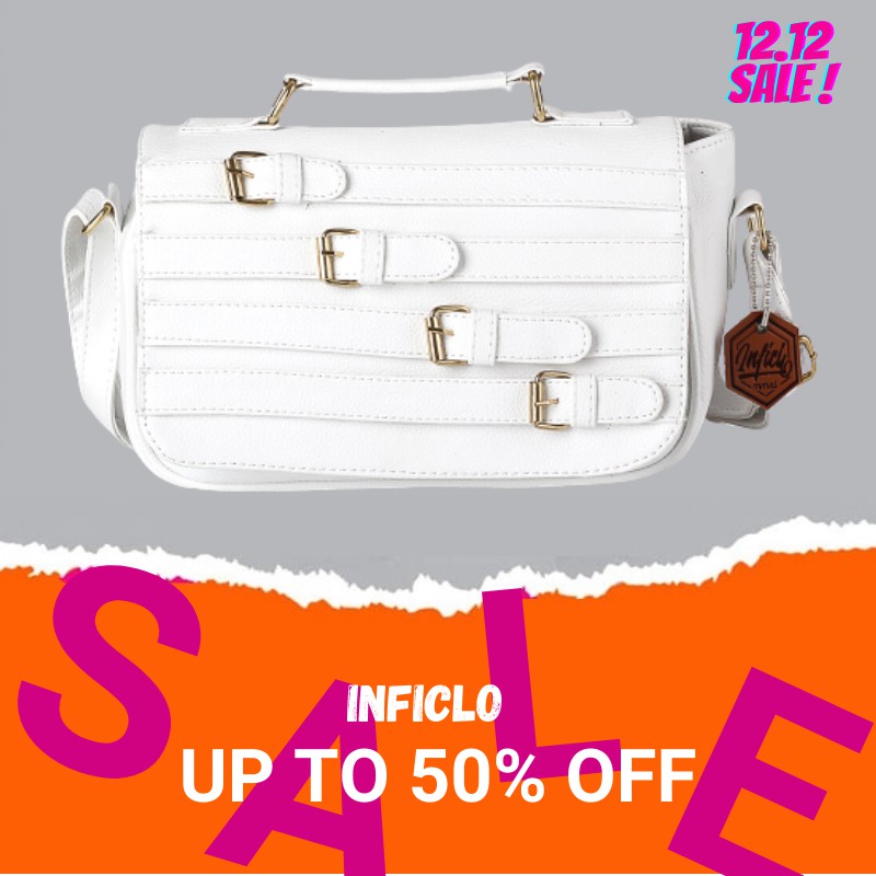 INFICLO Tas Selempang Wanita Tas Slempang Wanita Import Sling Bag Terbaru Original Korean Style Warna Putih Untuk Kerja Kuliah Kondangan Pesta