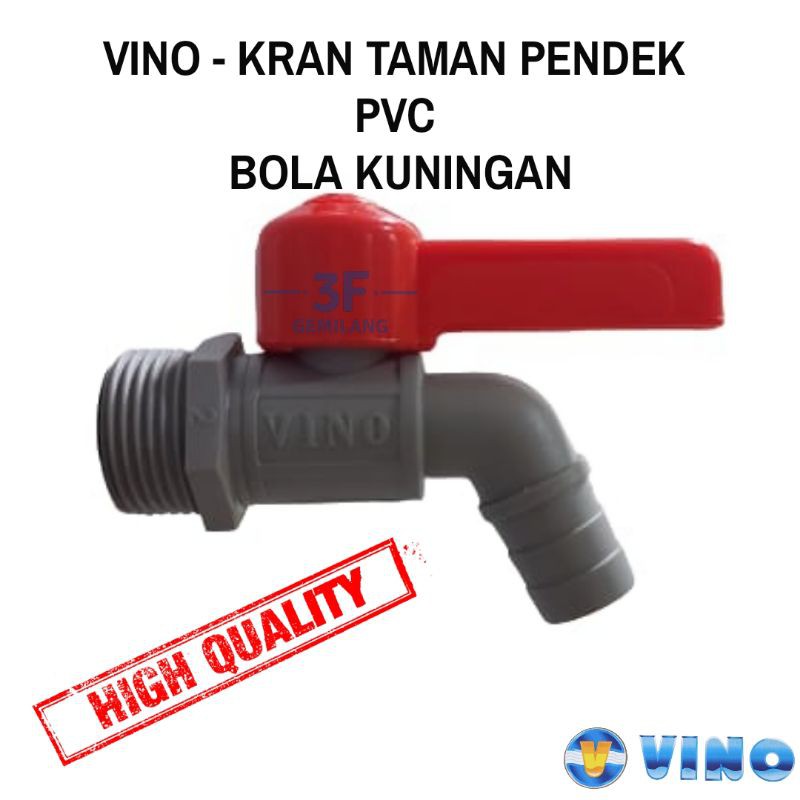 VINO - KRAN TAMAN PENDEK PVC BOLA BRASS UKURAN 3/4 INCH HIGH QUALITY