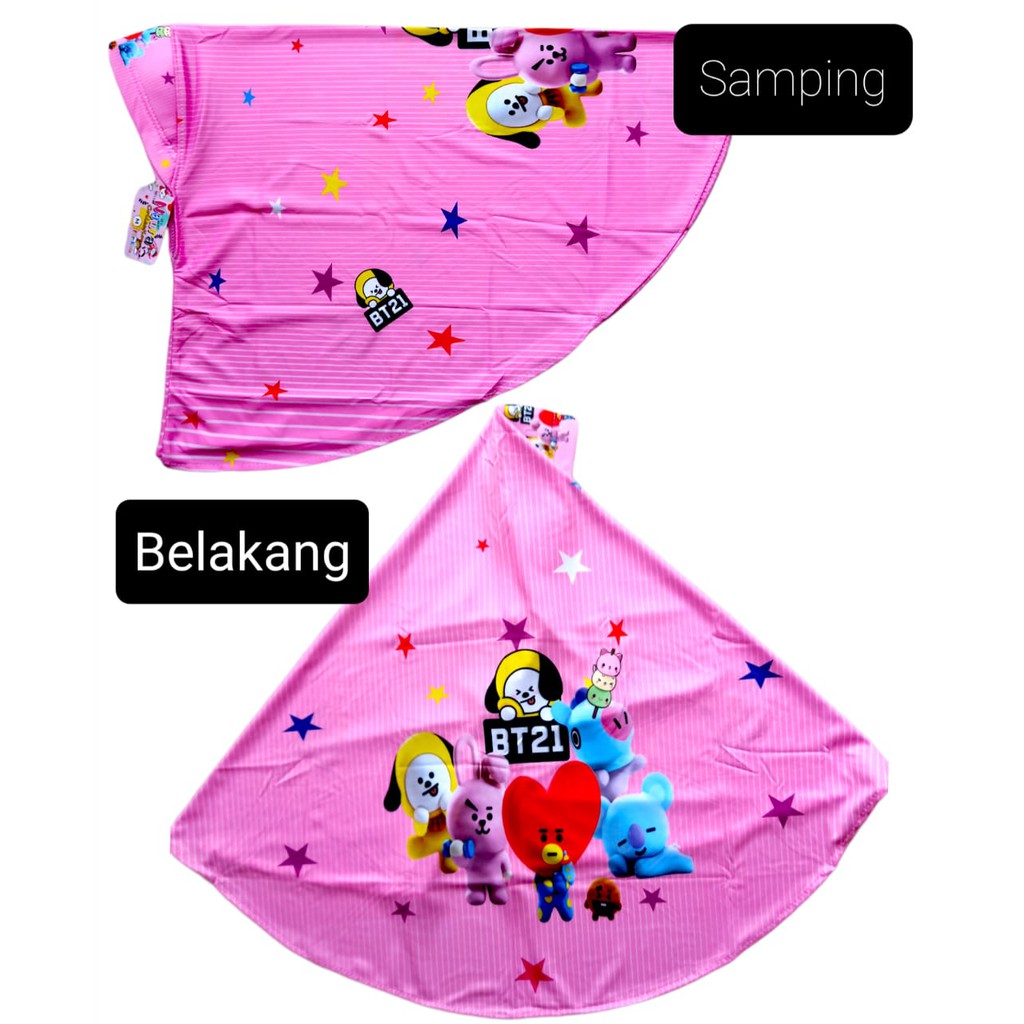 Hijab printing anak / kerudung printing motif BT21 / kerudung cantik