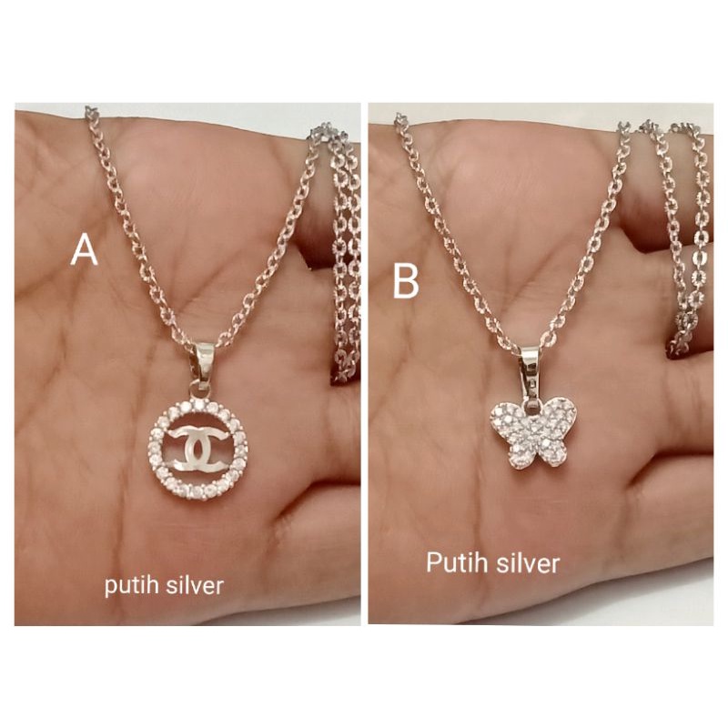 NJJ794. Kalung xuping wanita lapis emas putih silver dgn mata zircon ukuran 45 cm nori