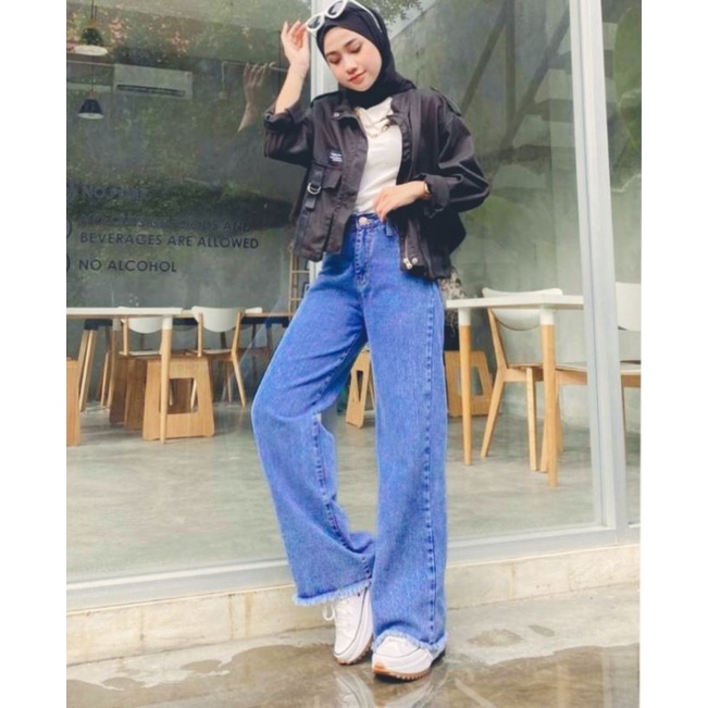 Celana Jeans Wanita Highwaist Kulot Jeans Wanita Loose Pant