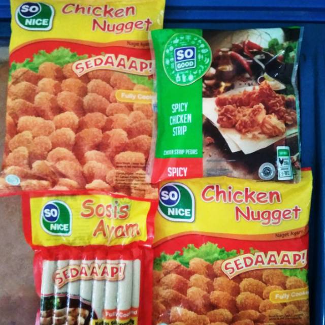 

Paket Hemat So Nice Nugget 500gr plus Spicy Chicken Strip 250gr & Sosis Nugget