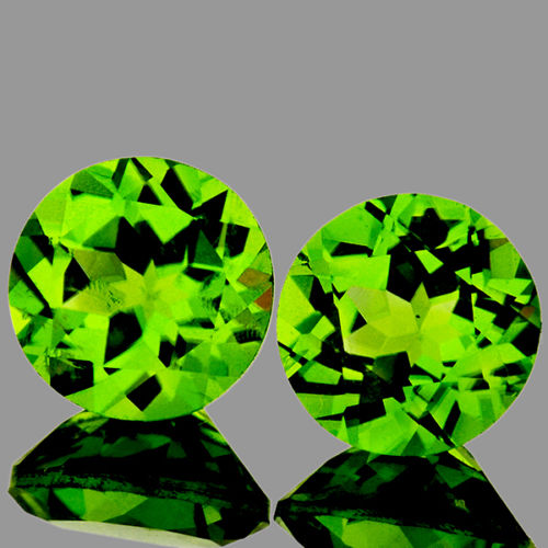 Pair Round 6mm 2.10ct Tcw Natural Unheated Green Peridot, Pakistan PD831