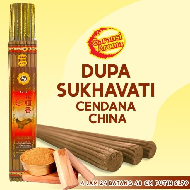 Dupa/Hio Wangi Sukhavati Cendana China 4 jam 24 batang 48 cm putih