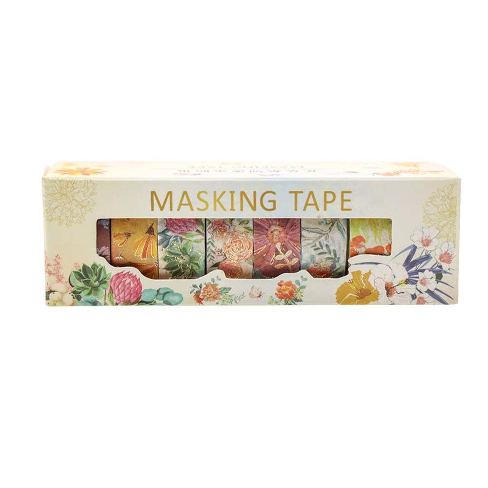 Mxbeauty Pita Bunga Gaya Jepang Vintage Scrapbooking DIY Foil Emas Diary Dekoratif Tape Perekat