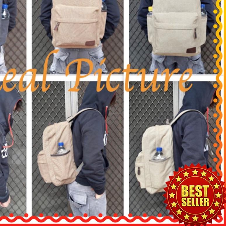 ✲ WYK10 Tas Ransel Kanvas Backpack Canvas Polos Tas Laptop Impor TKM ☋