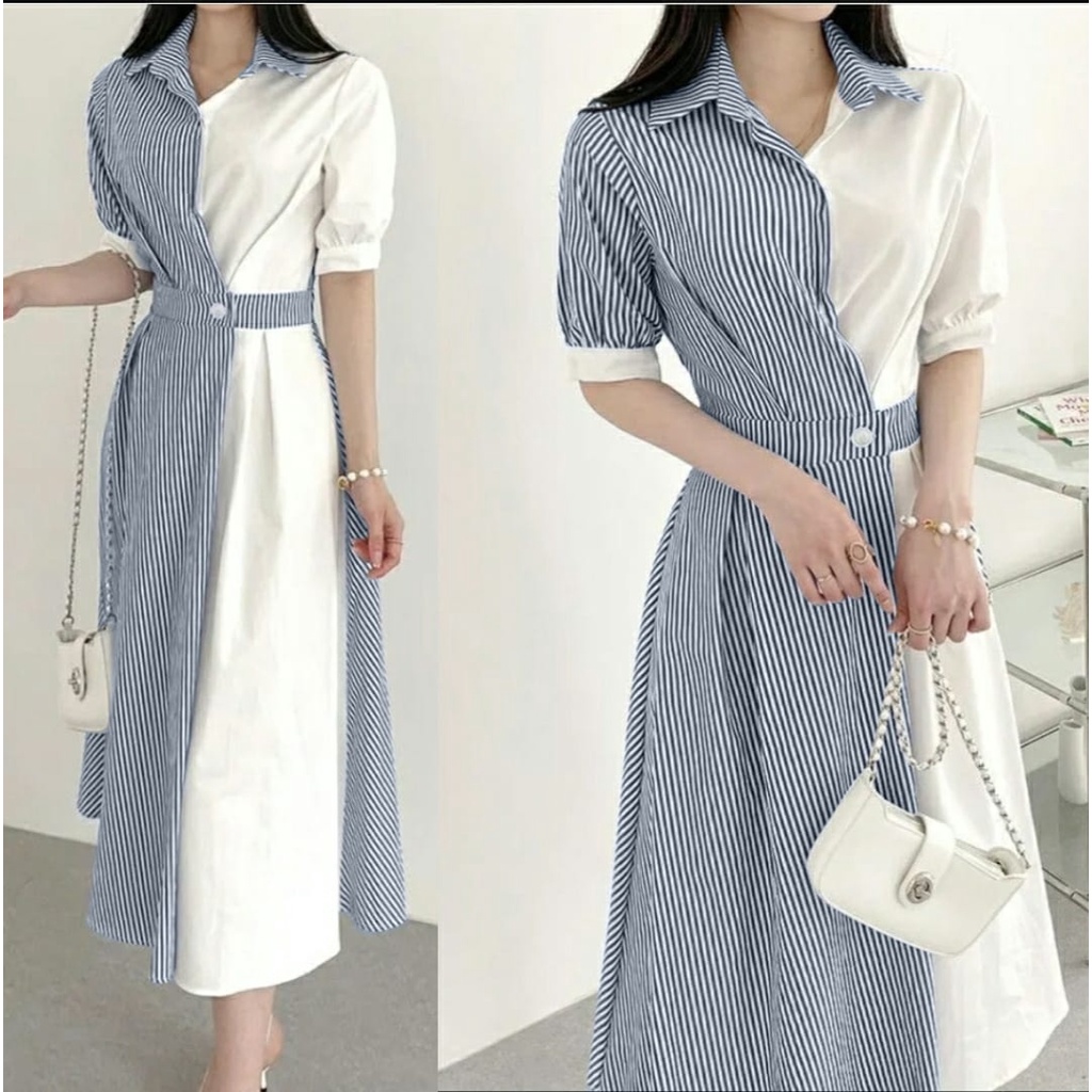 [MCFK] Dress Sami / Dress Korea / Baju Kondangan Wanita / Dress Salur / Pakaian Wanita Dres