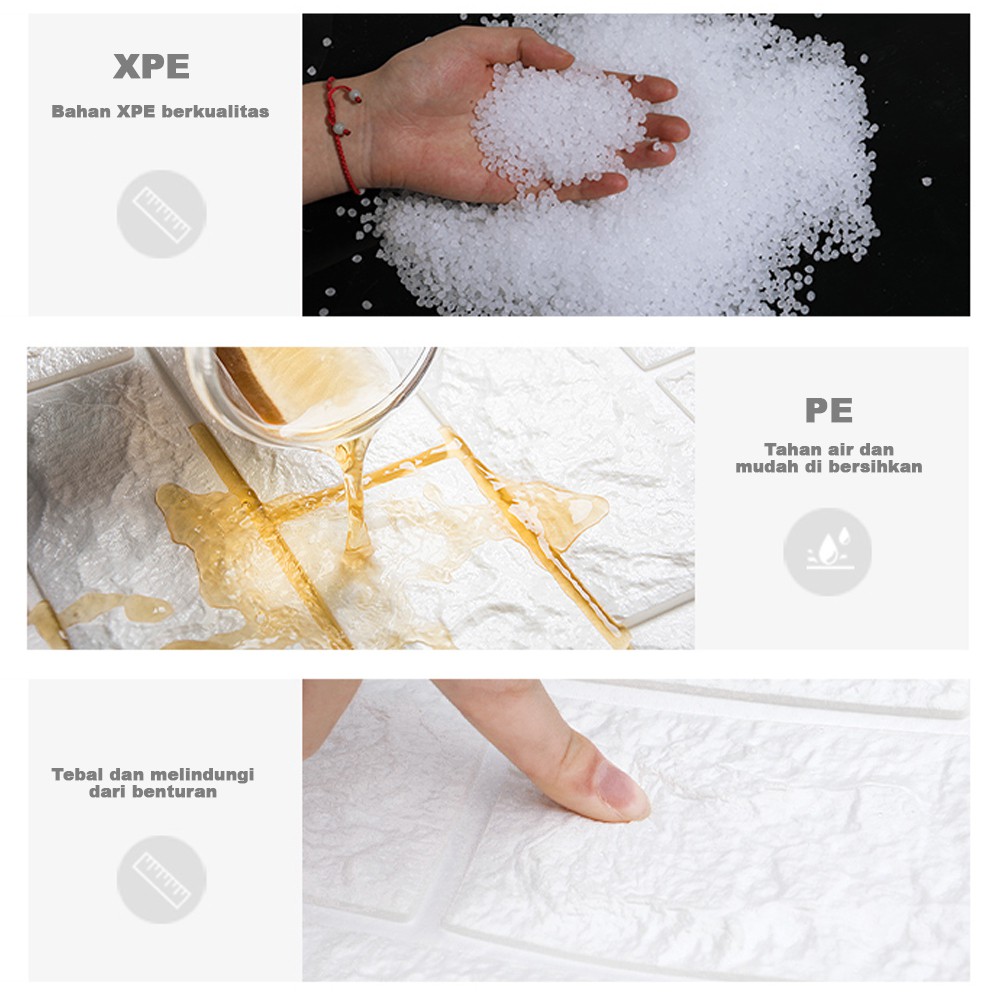 PALING MURAH ! Wallpaper Dinding FOAM Timbul 3D Bata Putih CLASSIC BRICK 70 x 77 cm best seller-1