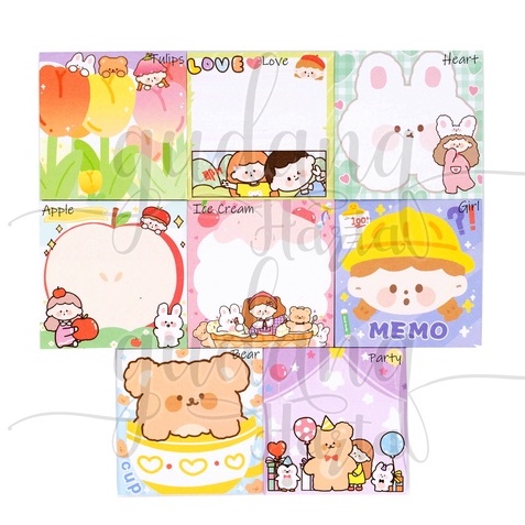 Sticky Notes Tulips Bear Notes Motif Beruang Bunga DIY Scrapbook GH 301303