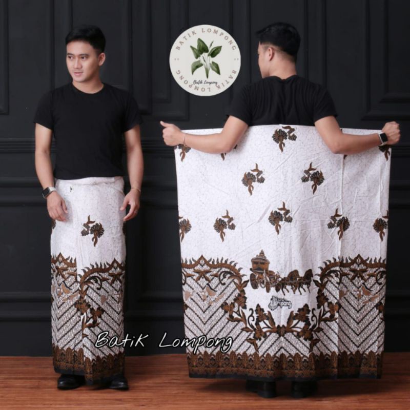 SARUNG BATIK WAYANG KERETA JAWA REMAJA DEWASA WARNA PUTIH / SARUNG SANTRI / SARUNG GOYOR SANTUNG WAN