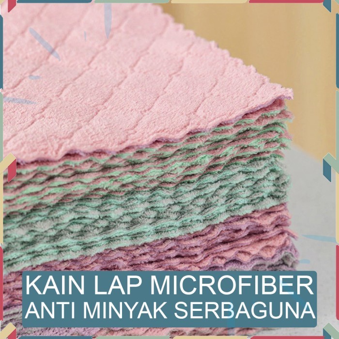 LALUGO Kain Lap Dapur Meja Piring Anti Minyak Microfiber Kitchen Towel Serbaguna Serap Air Cleaning Cloth