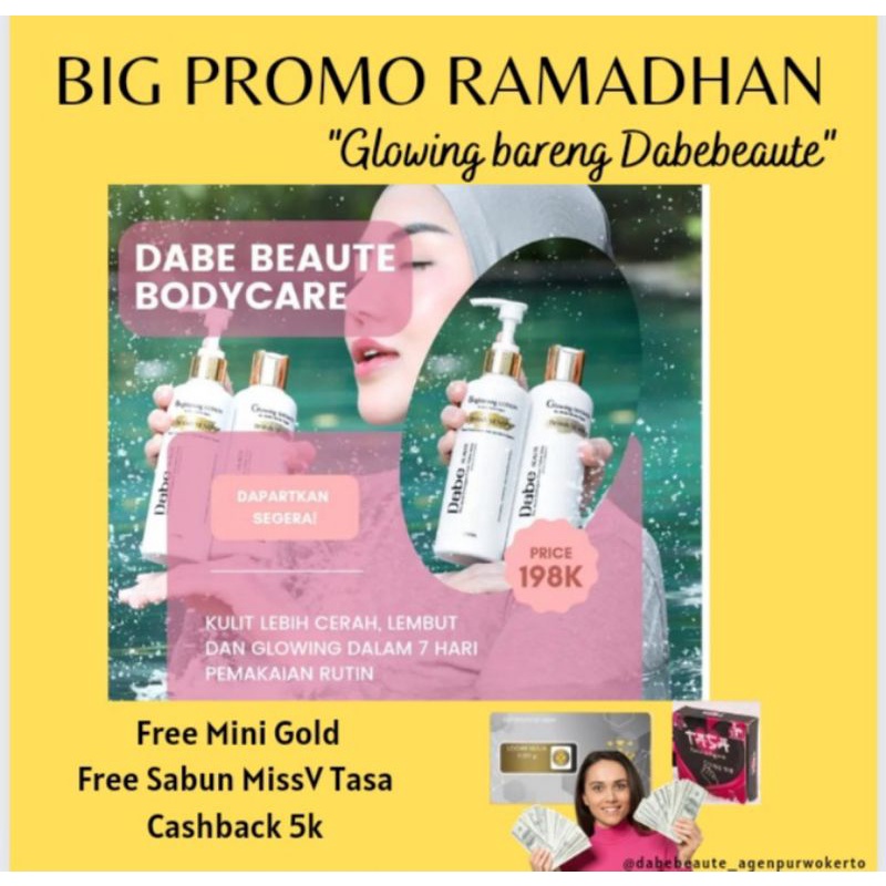 (FREE MINI GOLD& SABUN MISSV TASA) Body Care Set Dabe Beaute by Bella Shofie Rigan