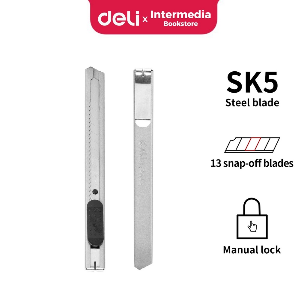 

Deli E2053 Cutter dengan pisau baja SK5 memudahkan untuk memotong dan penggunaan yang aman
