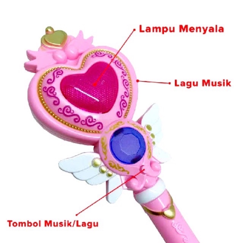 mainan tongkat peri magic wand mahkota projection tongkat sihir pwan princess wand lampu suara besar / kecil