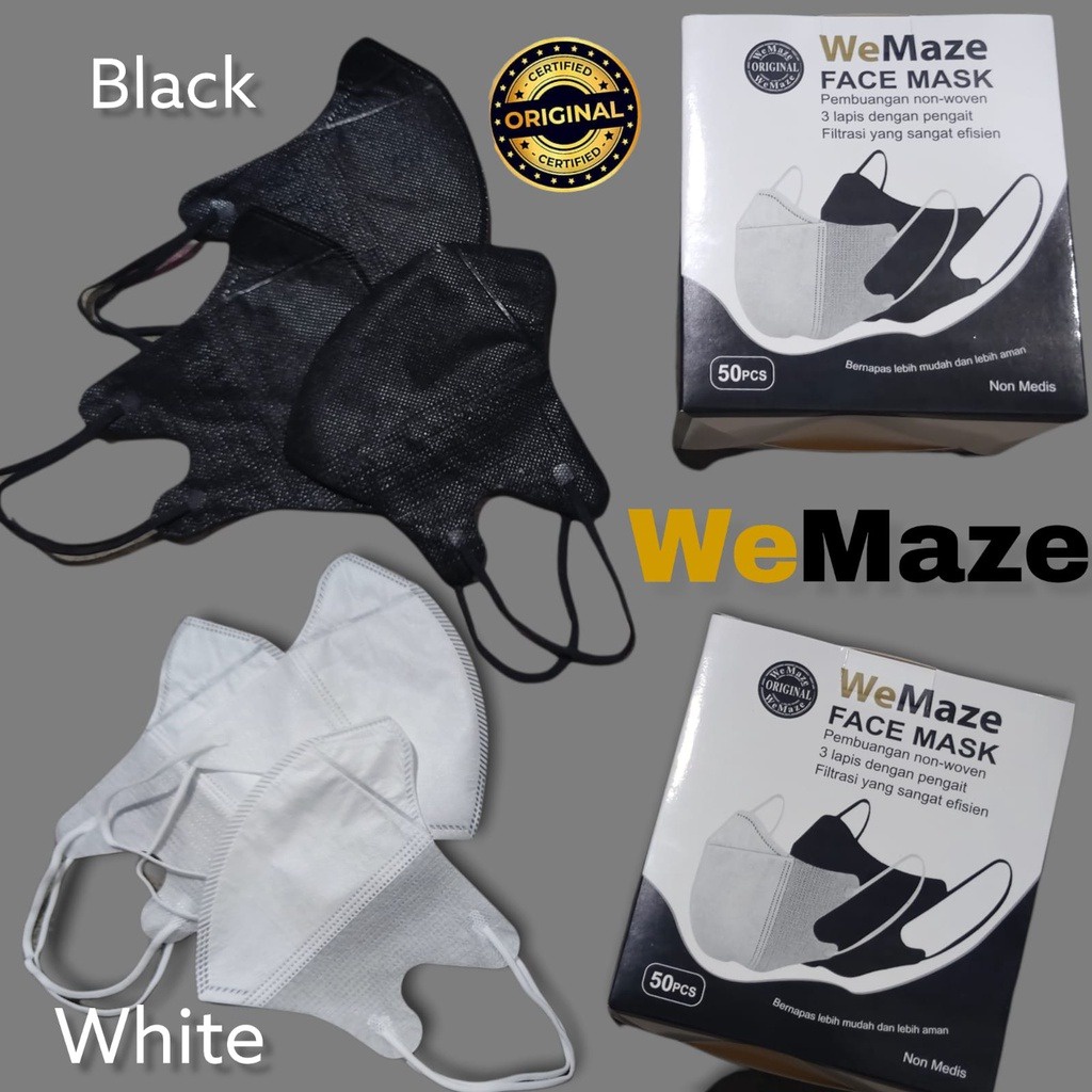 Masker Duckbill WeMaze 3PLy EarLoop Disposable FaceMask 1Box Isi 50Pcs