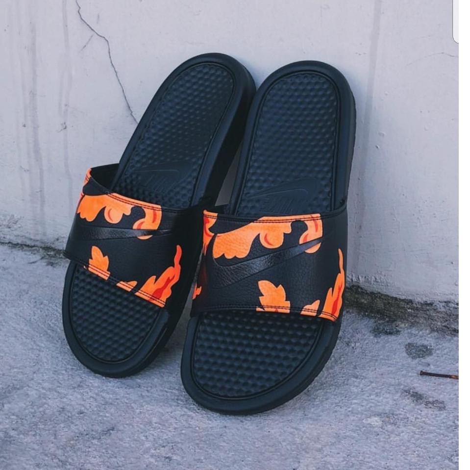 orange nike slides