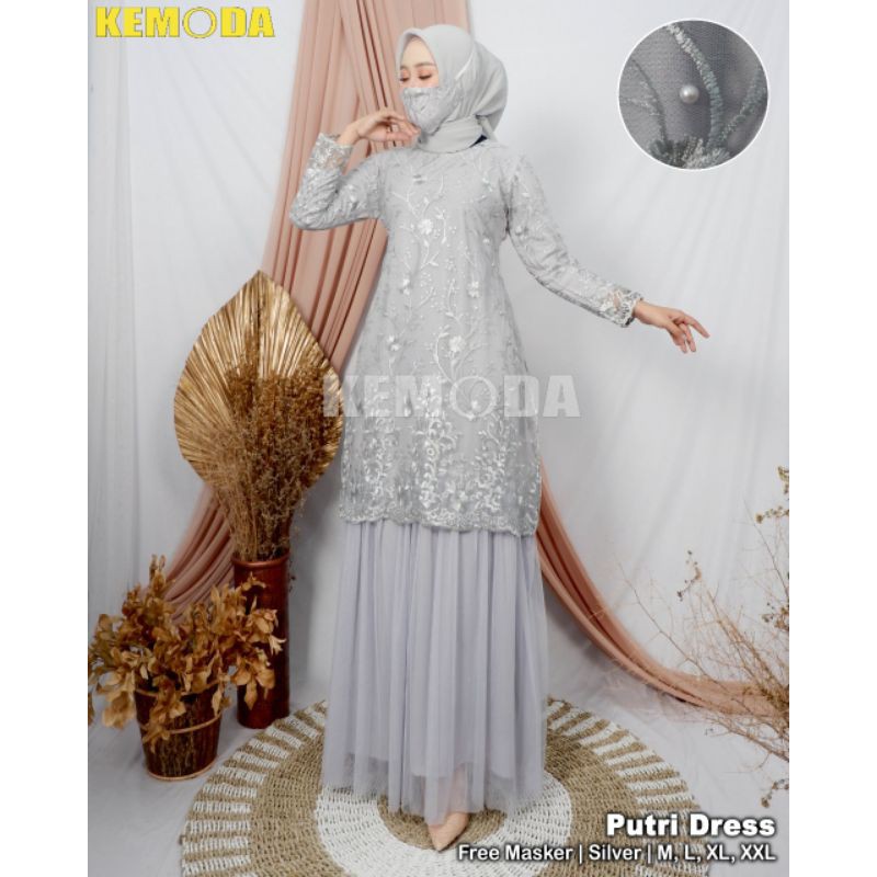 Gamis Lebaran Tulle Dress Pesta Terbaru Free masker