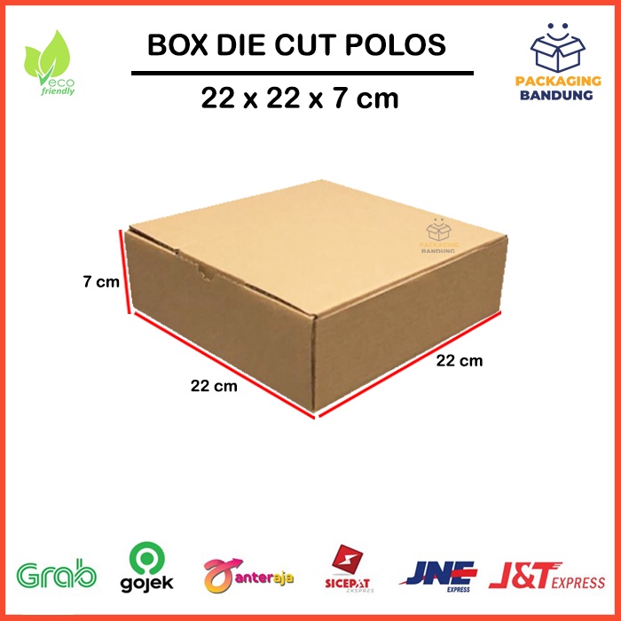 

Kardus Die Cut Polos 22x22x7 cm Kue Pizza Cake Pudding Brownies, Single Wall Tebal 3MM
