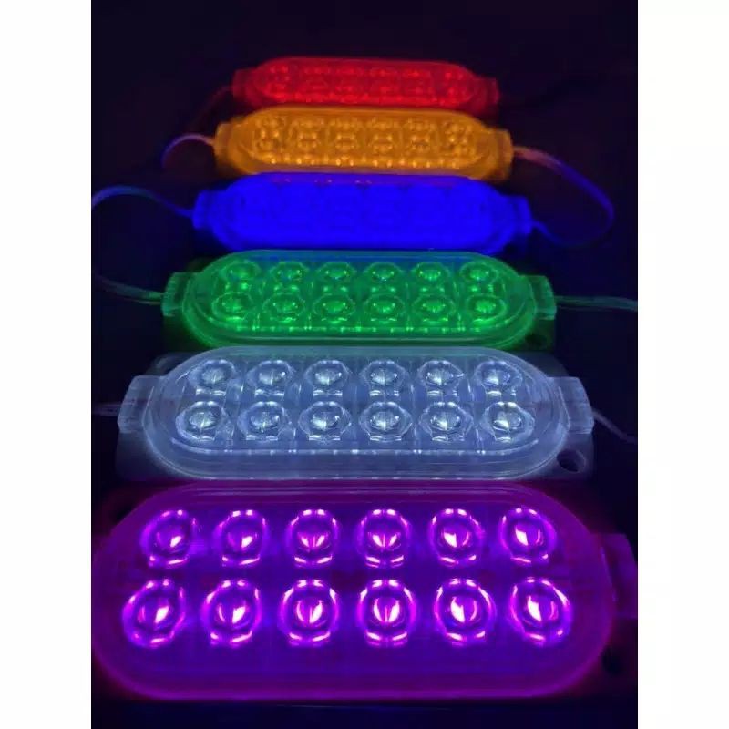 LAMPU LED MODUL 12 LED LAMPU KOLONG/BAK 12LED FLASH 2WARNA 12V/24V MOTOR MOBIL BIS TRUK DLL