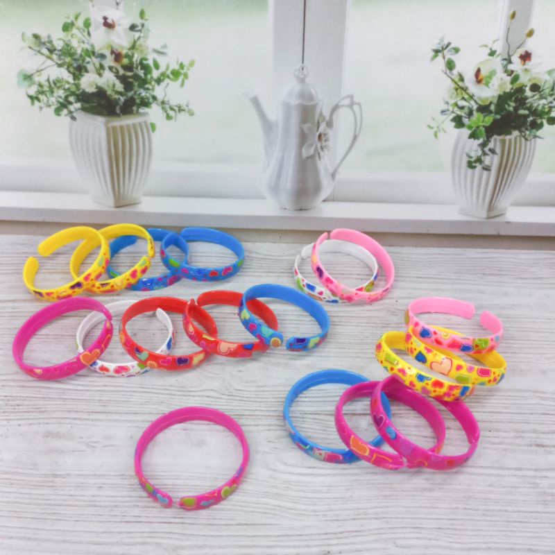 Gelang Anak Isi 12Pcs Gelang Plastik Motif Bagus