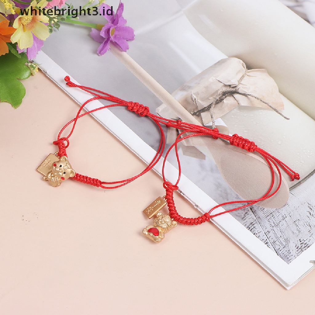 (whitebright3.id) 2022 Gelang Tangan Tali Merah Handmade Aksen Macan Untuk Tahun Baru Cina