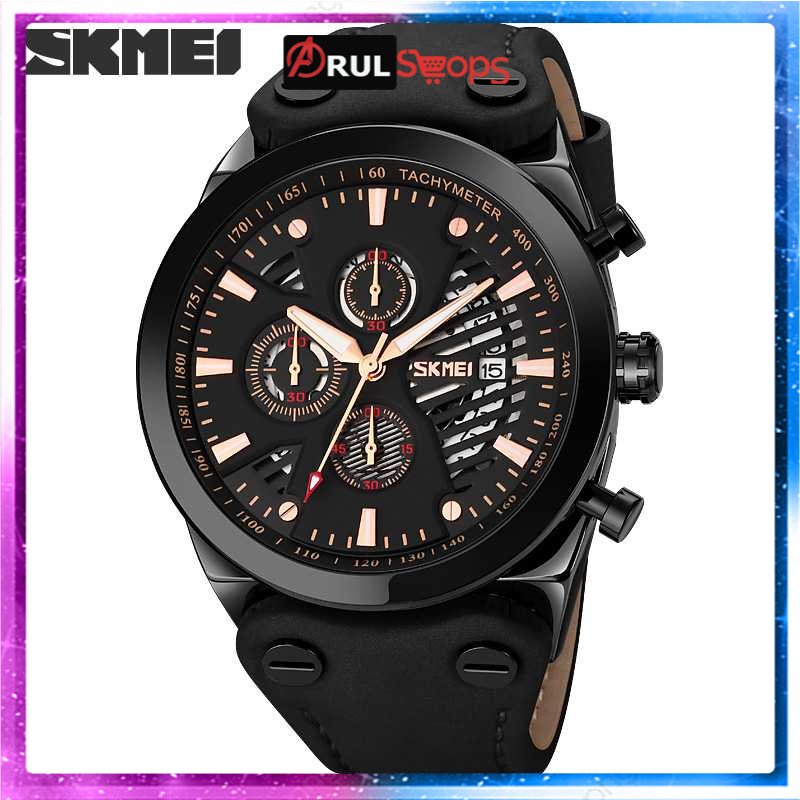 ARS - SKMEI Jam Tangan Analog Pria Strap Kulit - 9282