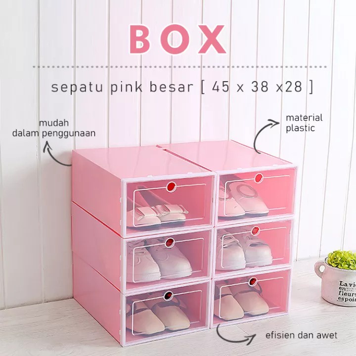 BEST SELLER Kotak Sepatu Model Ukuran 33 x 32 x 14 CM Kotak Sepatu Plastik Tebal Serbaguna /Tempat Penyimpanan Sepatu  - TERMURAH