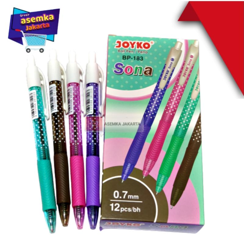 Ball Pen Pulpen Pena Joyko BP-183 Sona 0.7 grosir 12pcs