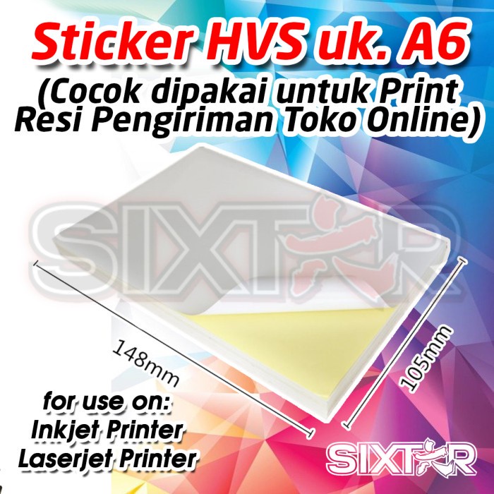 Kertas Sticker Stiker HVS A6 80gr Resi Pengiriman Isi 100 pcs