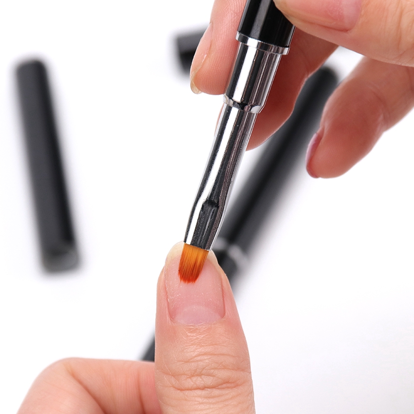 2in1 UV Poly Gel Sikat Kuku Penggunaan Ganda Pen Brushes Stick dual-head nail art Pen Tools UV Hitam Dua-Kepala Pena Fototerapi Penggunaan Ganda nail art Manicure Pen