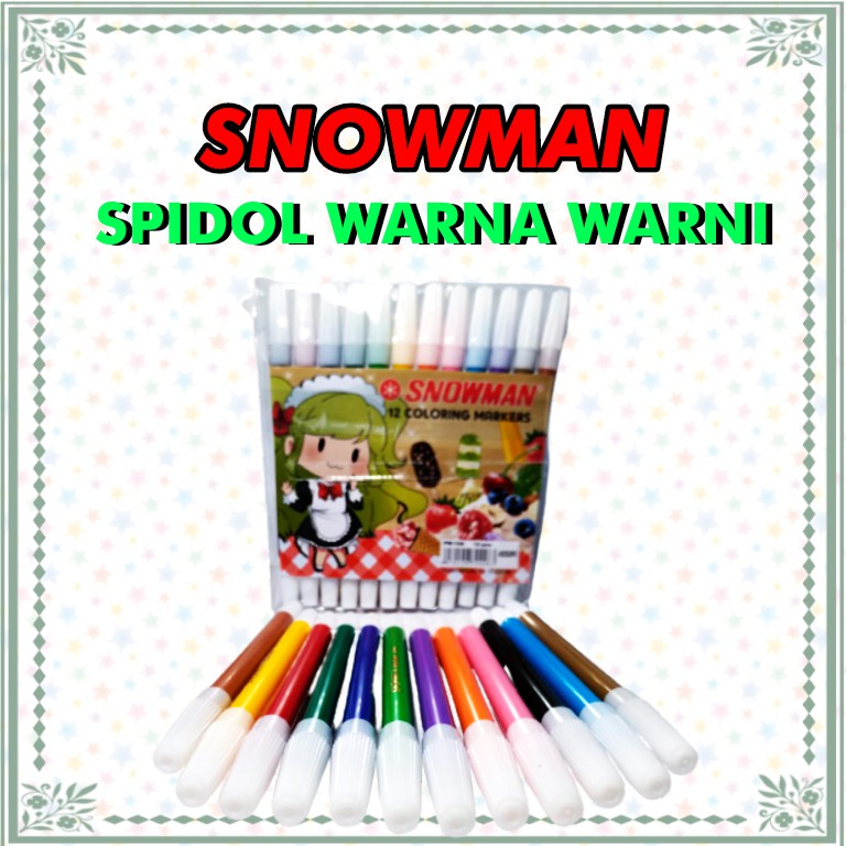 

Spidol Snowman 12 warna markers japan alat tulis warna warni kecil PW-12A